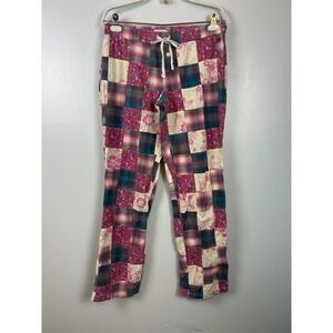 Aerie Patchwork Pajama Pants Y2K Small Lounge Pants Pink Blue Plaid Floral Boho